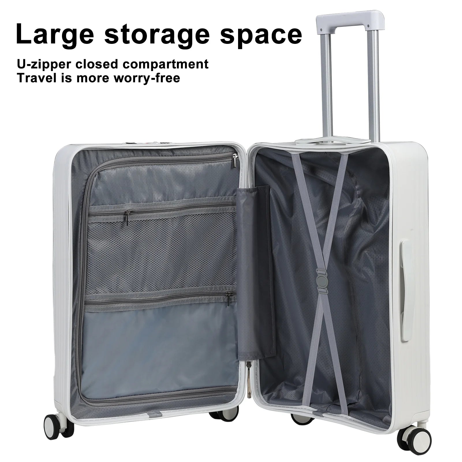 24 in Checked Luggage with Front Pocket, USB Charging Port, Built - in Lock Carry on Suitcase - Product image 8