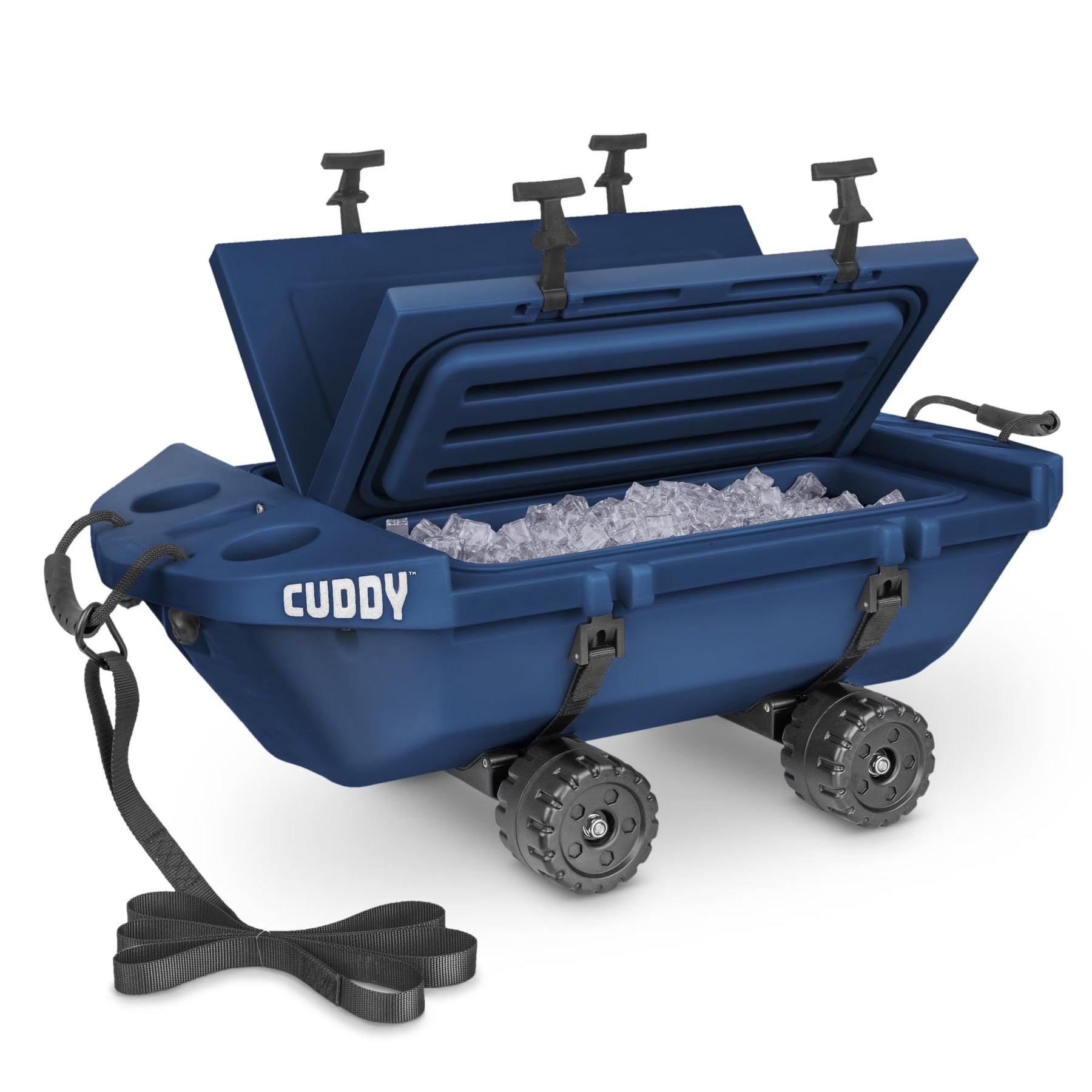 Cuddy 40 QT Floating Cooler and Dry Storage Vessel with Cuddy Crawler Wheel Kit - Navy - Product image 1