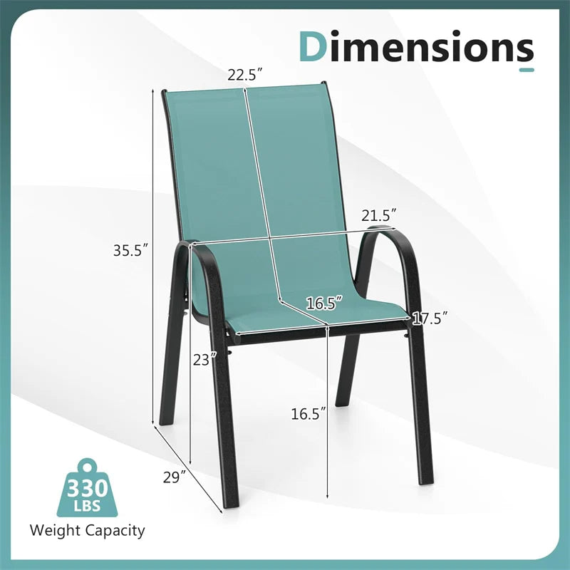 Set of 4 Outdoor Stackable Dining Chairs with Breathable Fabric, All Weather Patio Dining Chairs - Product image 39