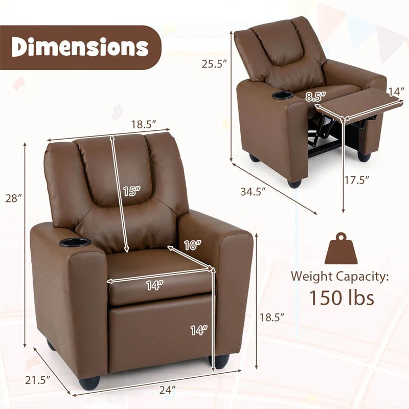 Kids Recliner Chair with Cup Holder & Side Pocket, Adjustable Toddler Lounge Sofa - Product image 41