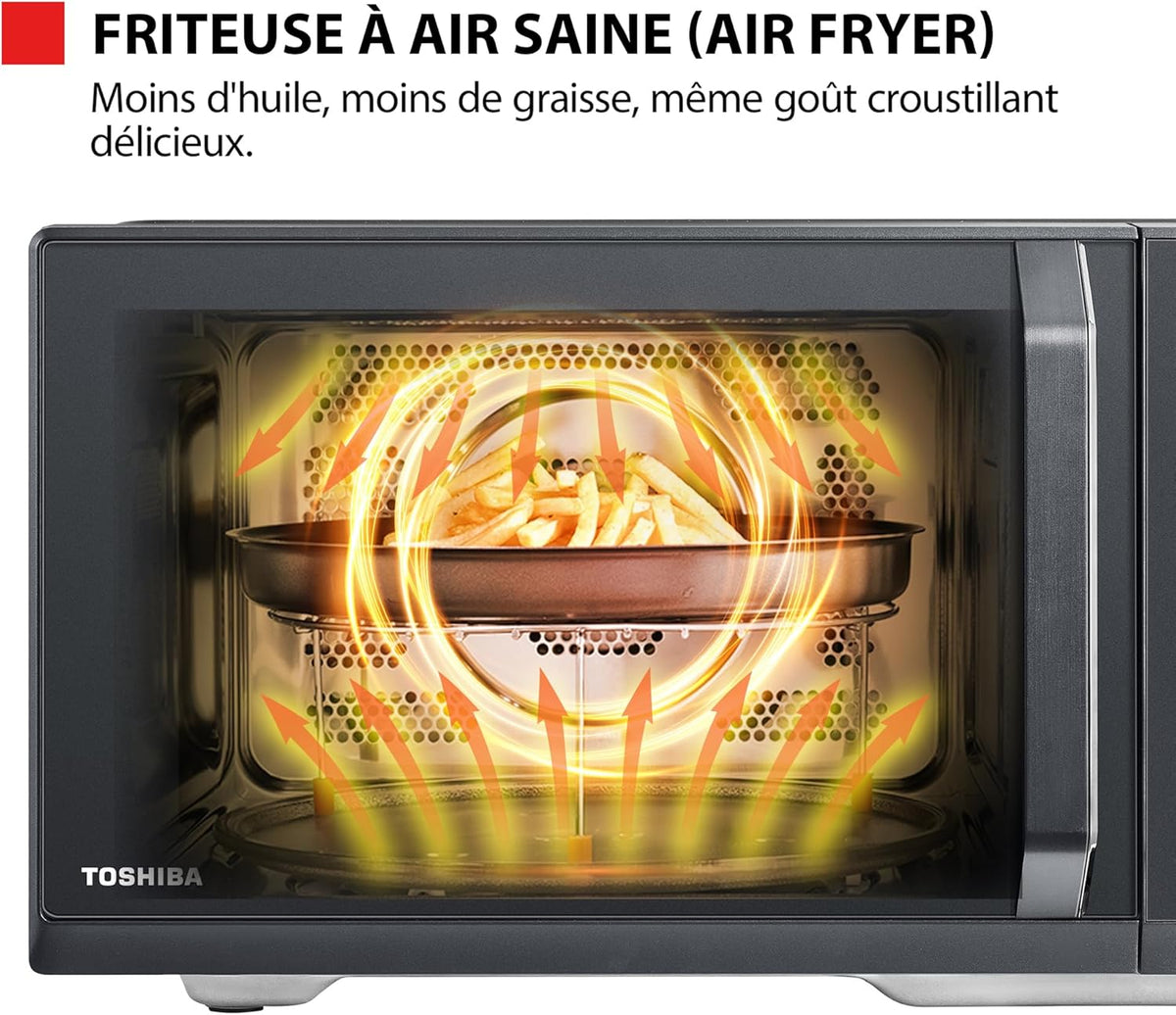 Toshiba MW3-AC26PFI(MG) 26L Combination Hot Air Microwave Oven, 6-in-1 900W with Steam Cooker in Morandi Gray, 6 Programs 10 Power Levels, 10 Automatic Menus