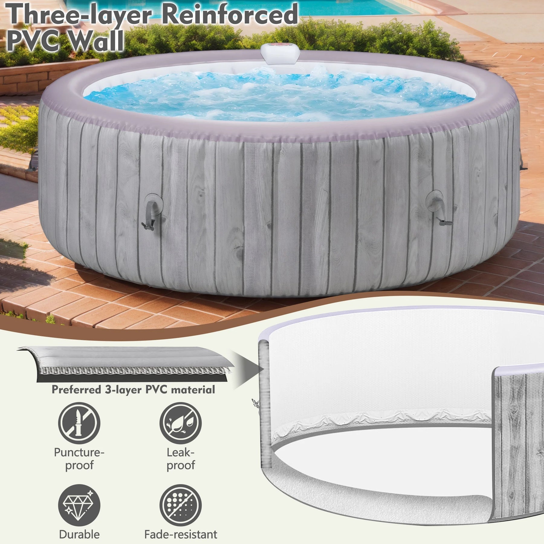 Round Hot Tub Surround Furniture, Spa Surround Outdoor Rattan Sectional Sofa Set with Mini Sofa - Product image 17