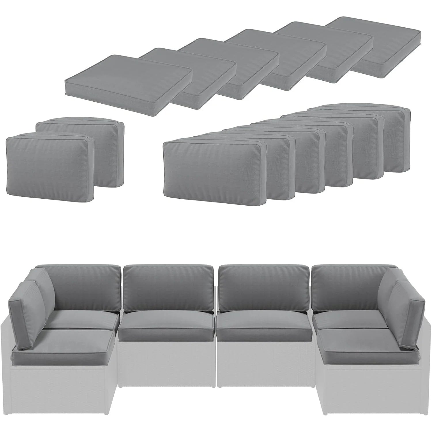 AECOJOY Outdoor Cushions for Patio Furniture 14PCS Outdoor Cushion Covers Replacement Washable with Zipper - Product image 8