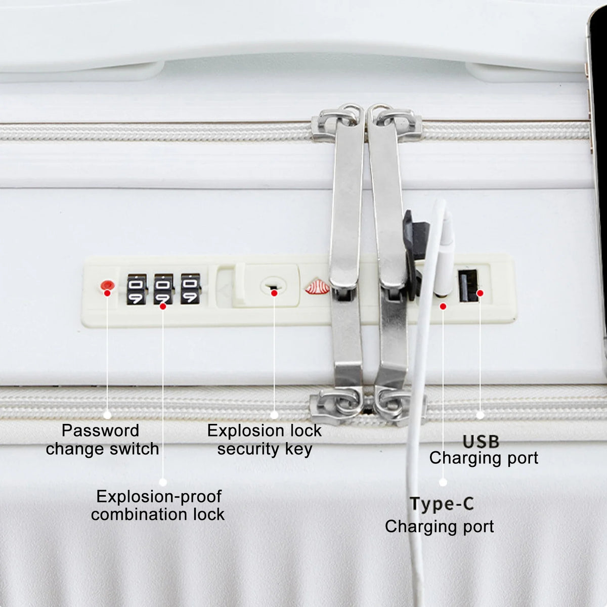 24 in Checked Luggage with Front Pocket, USB Charging Port, Built - in Lock Carry on Suitcase - Product image 10