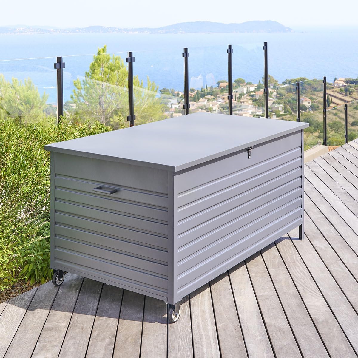 Hespéride - Menango graphite storage box 195 x 96 x 108 cm in epoxy treated aluminum