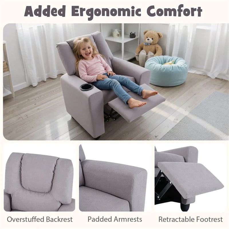 Kids Recliner Chair with Cup Holder & Side Pocket, Adjustable Toddler Lounge Sofa - Product image 85