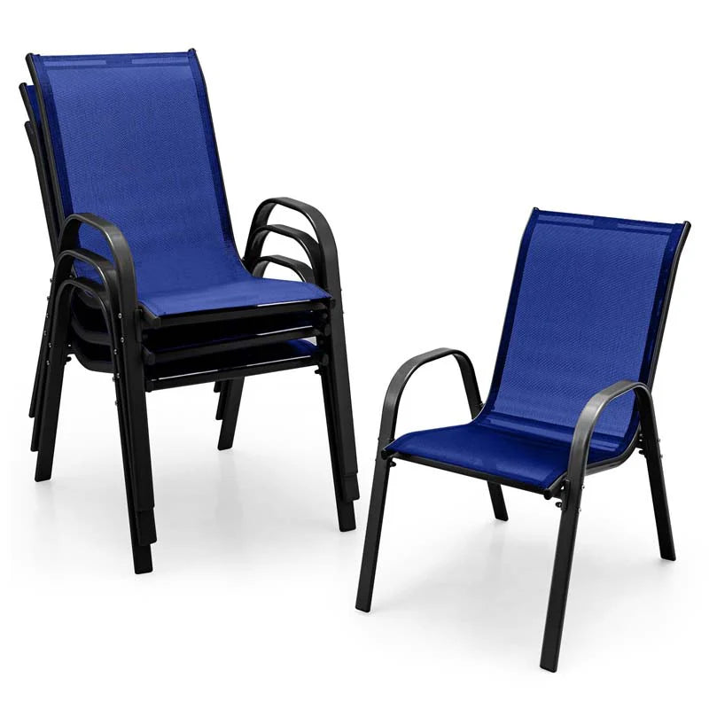 Set of 4 Outdoor Stackable Dining Chairs with Breathable Fabric, All Weather Patio Dining Chairs - Product image 10