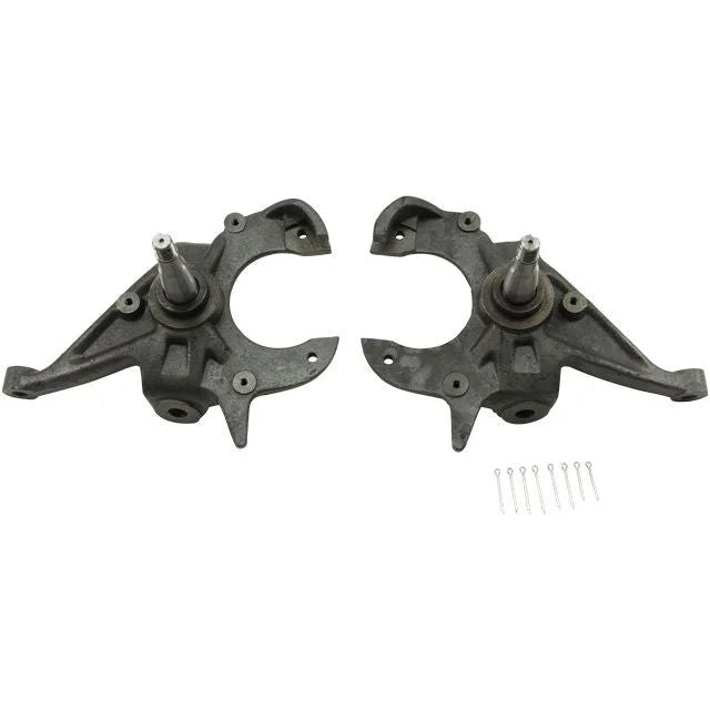 BELLTECH 2100 DROP SPINDLE SET 2 in. Drop Spindle Set 1982-2004 Chevrolet S10/S15 (All Cabs) 4&6 cyl.) 83-97 Chevrolet Blazer/Jimmy 96-00 Isuzu Hombre 2 in. Drop Spindle