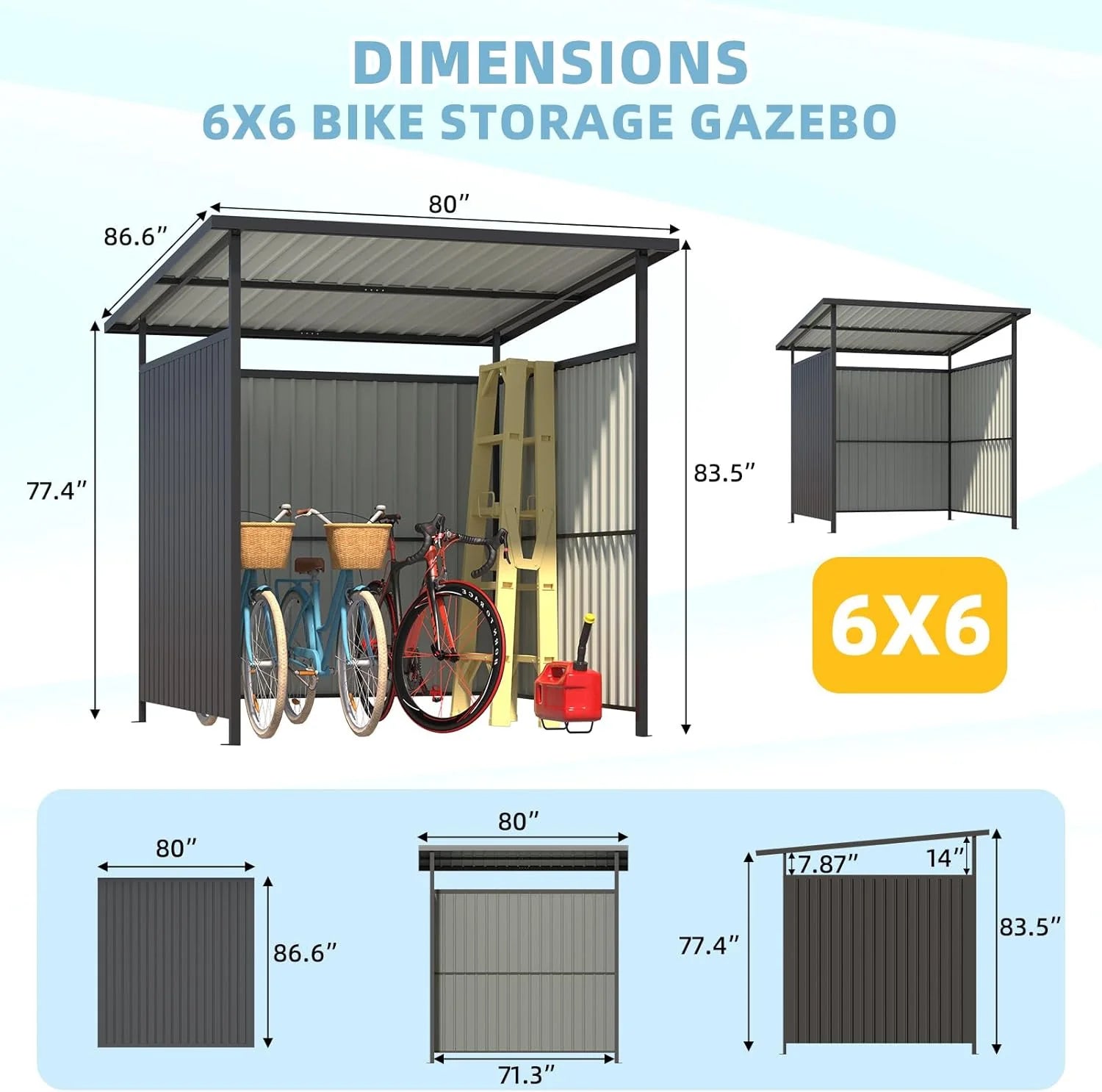 AECOJOY 6' x 6' Gazebo Outdoor Pergola for Patio, Small Lean to Hardtop Grill Gazebo - Product image 3