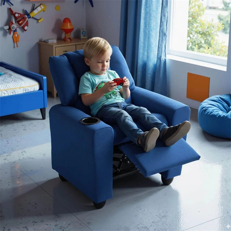 Kids Recliner Chair with Cup Holder & Side Pocket, Adjustable Toddler Lounge Sofa - Product image 88