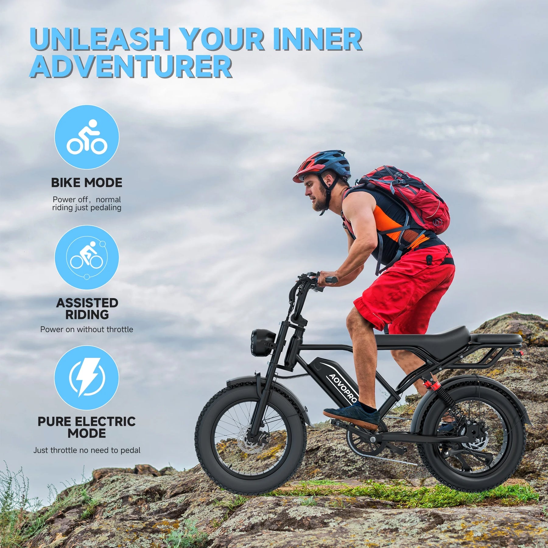 AOVOPRO AP20 Electric Bike for Adults 20 X 4.0 Fat Tire, 750W Off - Road E Bike, E - Product image 10
