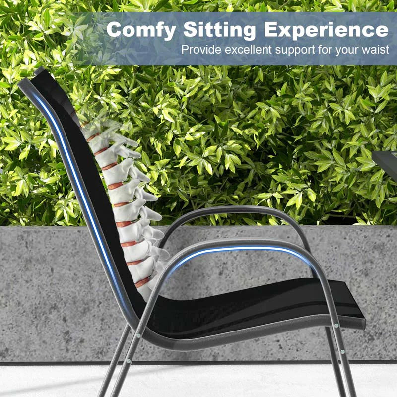Set of 4 Outdoor Stackable Dining Chairs with Breathable Fabric, All Weather Patio Dining Chairs - Product image 34