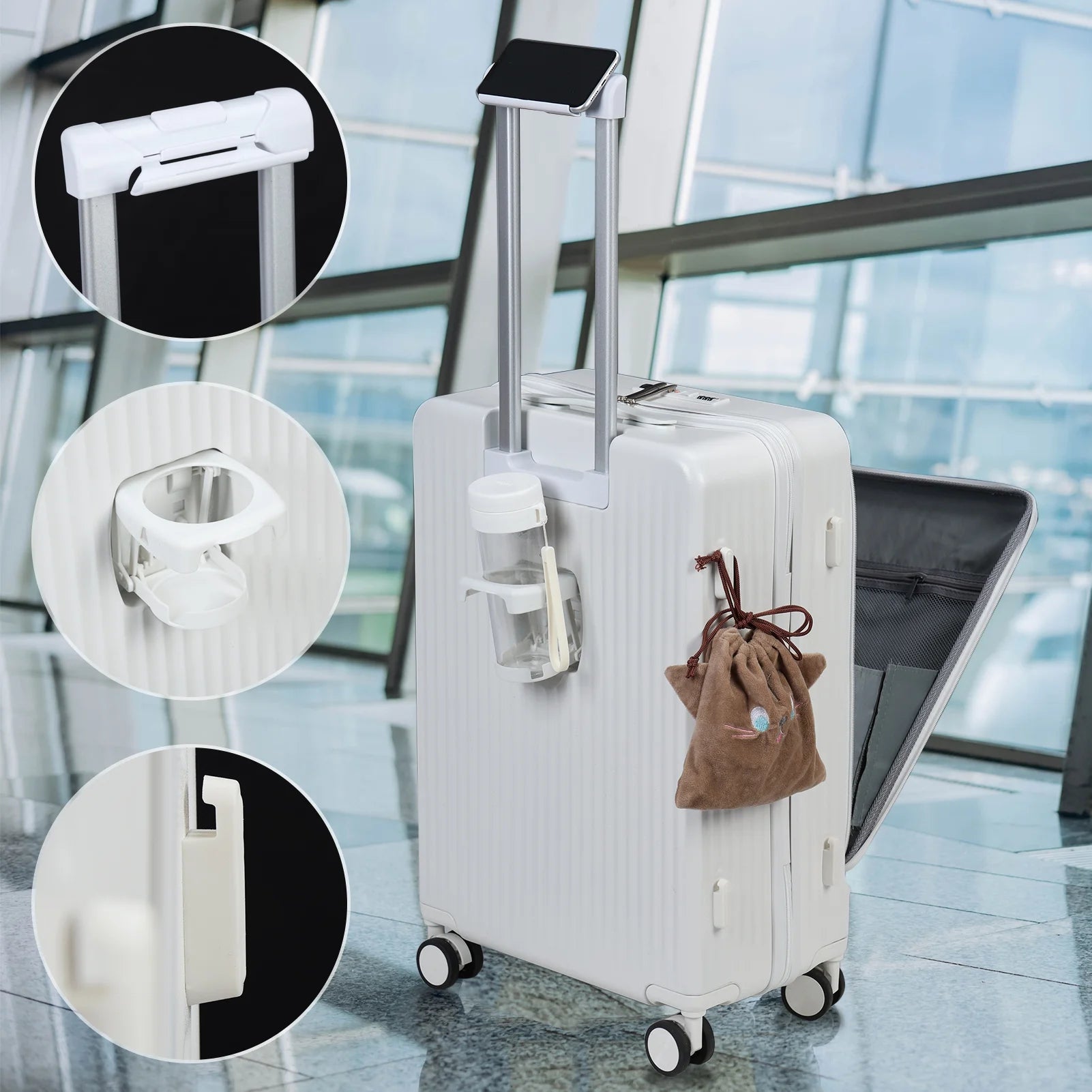 24 in Checked Luggage with Front Pocket, USB Charging Port, Built - in Lock Carry on Suitcase - Product image 5