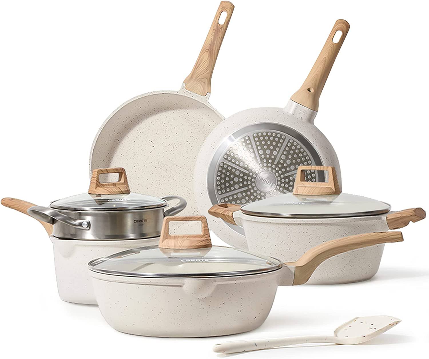Carote White Granite Nonstick Cookware Set 10 Pcs Healthy Cooking Pots and Pans - Product image 1