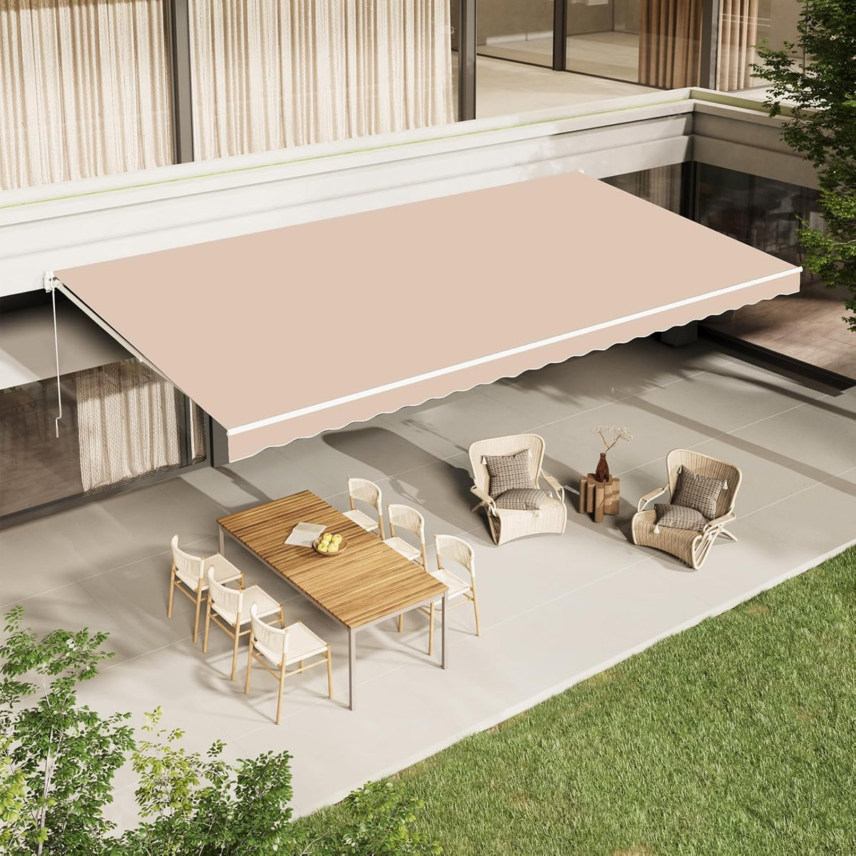 AECOJOY 16'x10' Manual Retractable Awning Sun Shade, Patio Awning Canopy - Product image 4