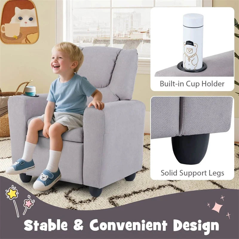 Kids Recliner Chair with Cup Holder & Side Pocket, Adjustable Toddler Lounge Sofa - Product image 84