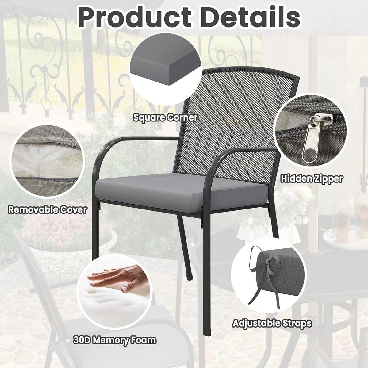 AECOJOY Outdoor Chair Cushions, 19 x 19 x 3 Inch Seat Cushions for Patio Furniture - Product image 6