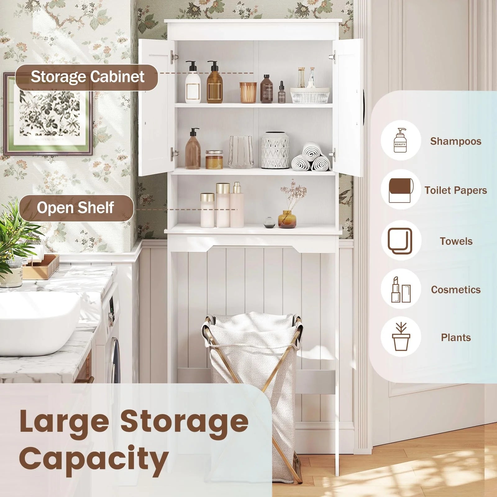 Tangkula Over Toilet Space Saver Bathroom Organizer with Storage Cabinet - Product image 4
