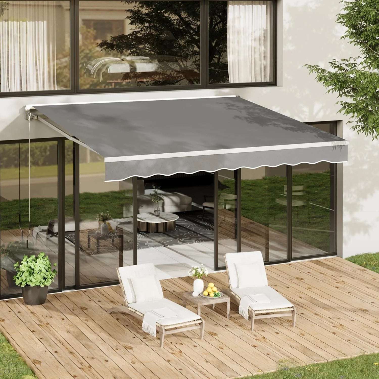 AECOJOY 16'x10' Manual Retractable Awning Sun Shade, Patio Awning Canopy - Product image 11