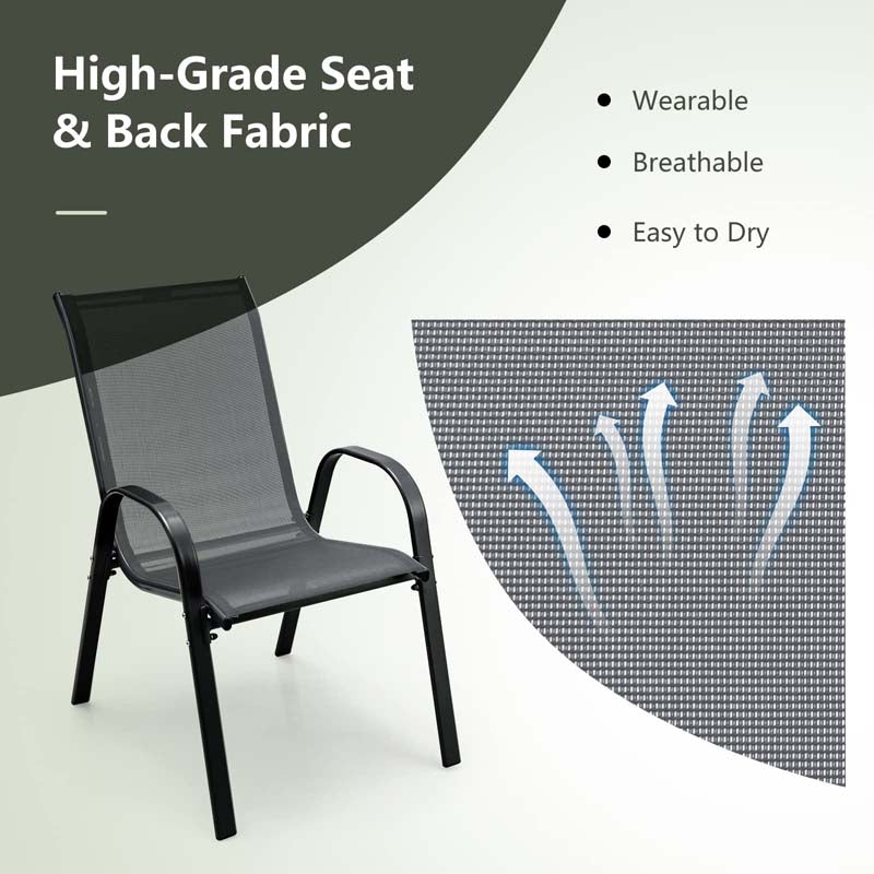 Set of 4 Outdoor Stackable Dining Chairs with Breathable Fabric, All Weather Patio Dining Chairs - Product image 8