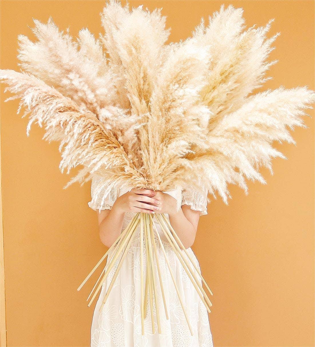 Bannifll 46" inch 10 Stems Natural Pampas Grass Decor Tall, Pompas Grass, Tall Pampas Grass for Weddingm - Product image 1