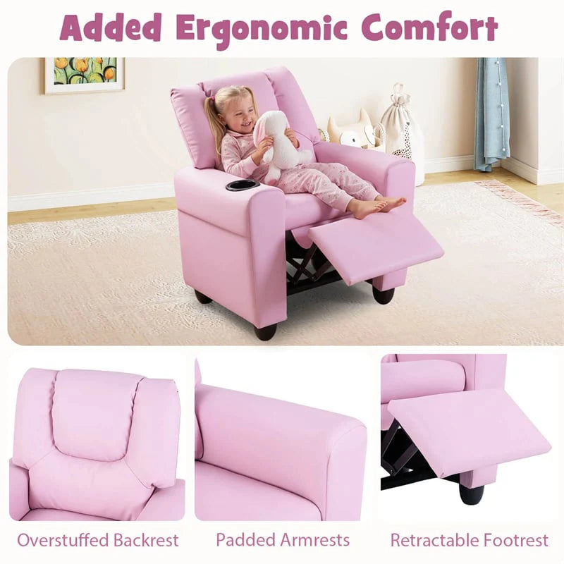 Kids Recliner Chair with Cup Holder & Side Pocket, Adjustable Toddler Lounge Sofa - Product image 8