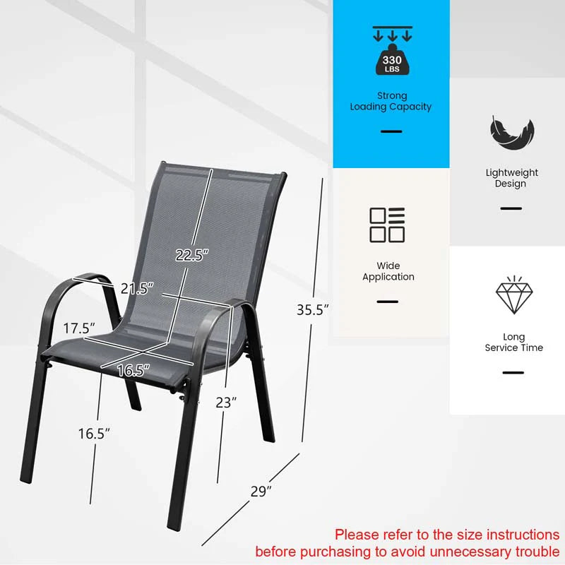 Set of 4 Outdoor Stackable Dining Chairs with Breathable Fabric, All Weather Patio Dining Chairs - Product image 9