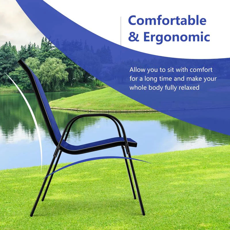 Set of 4 Outdoor Stackable Dining Chairs with Breathable Fabric, All Weather Patio Dining Chairs - Product image 15