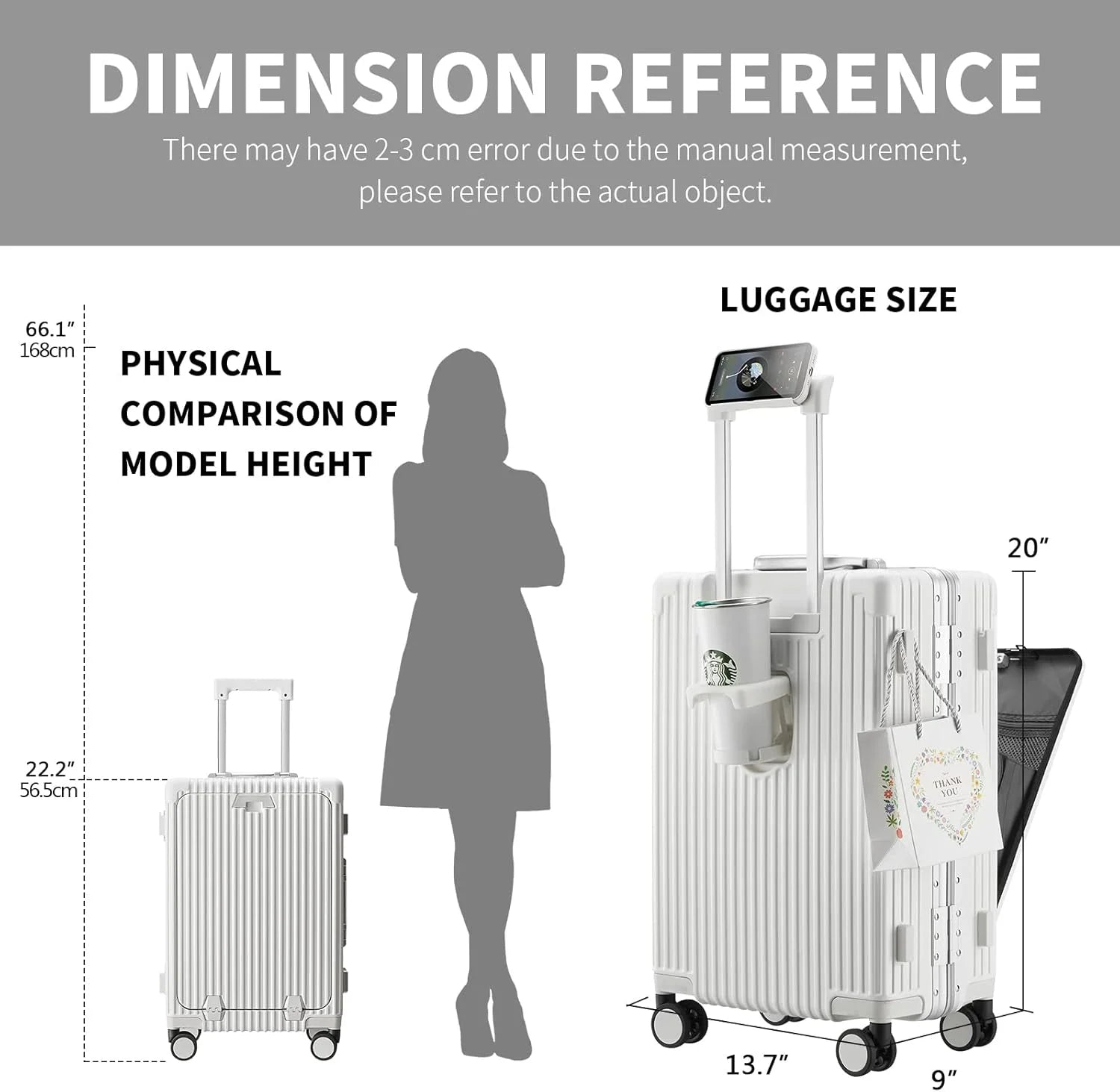 Carry - on Luggage with USB Charging Port, Front Compartment, TSA Lock - Product image 12