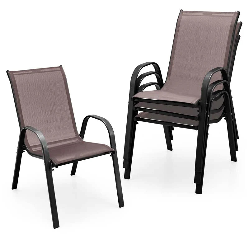 Set of 4 Outdoor Stackable Dining Chairs with Breathable Fabric, All Weather Patio Dining Chairs - Product image 19
