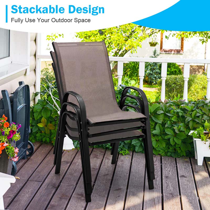 Set of 4 Outdoor Stackable Dining Chairs with Breathable Fabric, All Weather Patio Dining Chairs - Product image 22