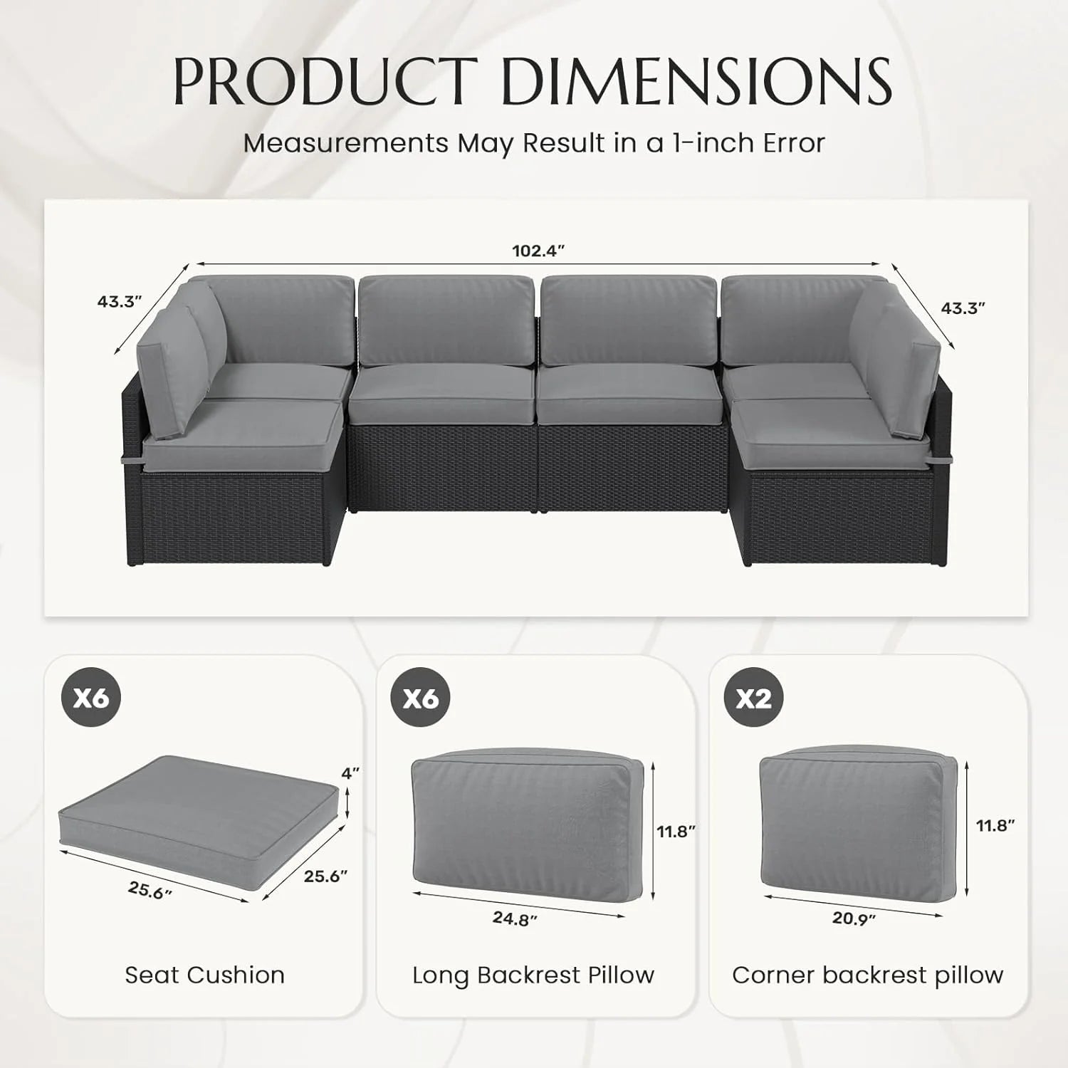 AECOJOY Outdoor Cushions for Patio Furniture 14PCS Outdoor Cushion Covers Replacement Washable with Zipper - Product image 7