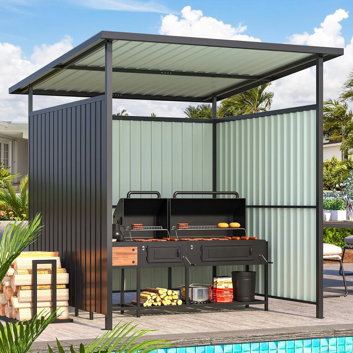 AECOJOY 6' x 6' Gazebo Outdoor Pergola for Patio, Small Lean to Hardtop Grill Gazebo - Product image 2
