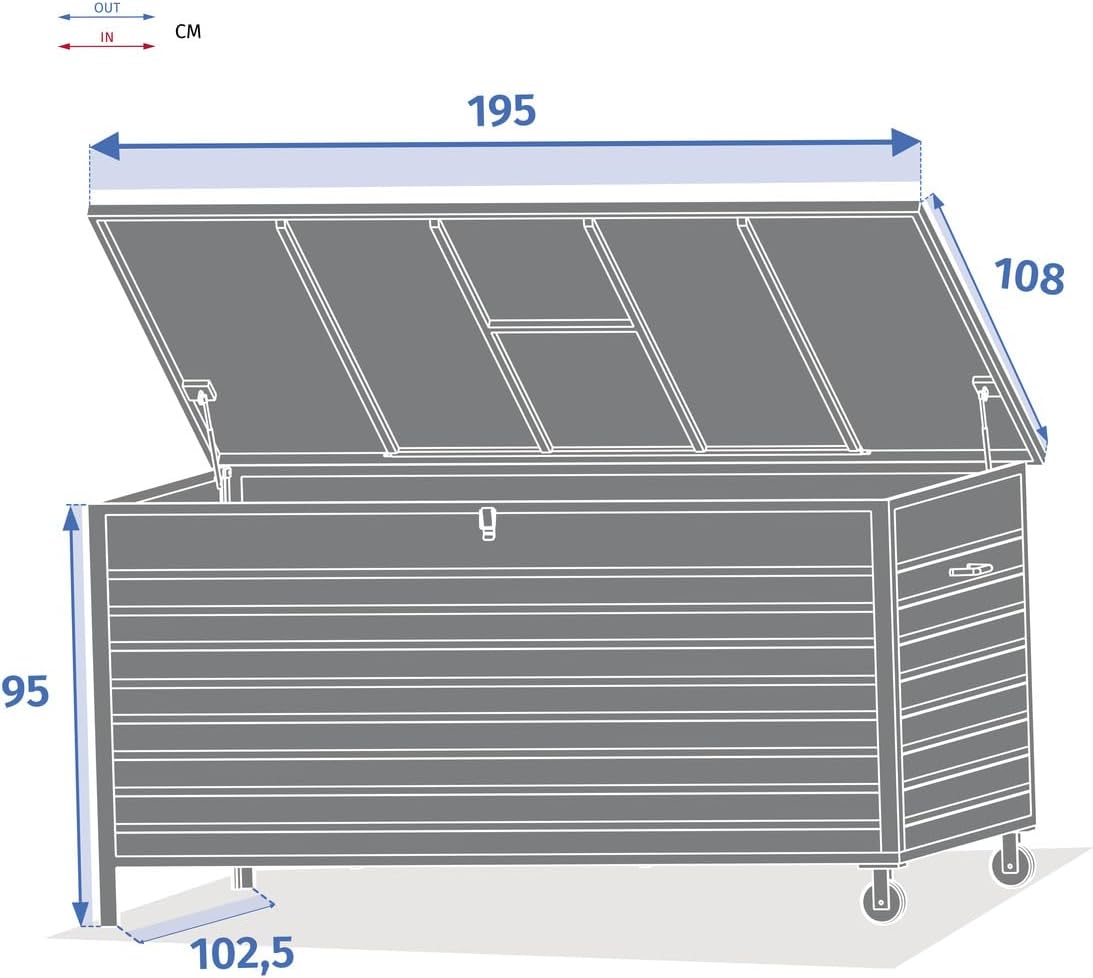 Hespéride - Menango graphite storage box 195 x 96 x 108 cm in epoxy treated aluminum