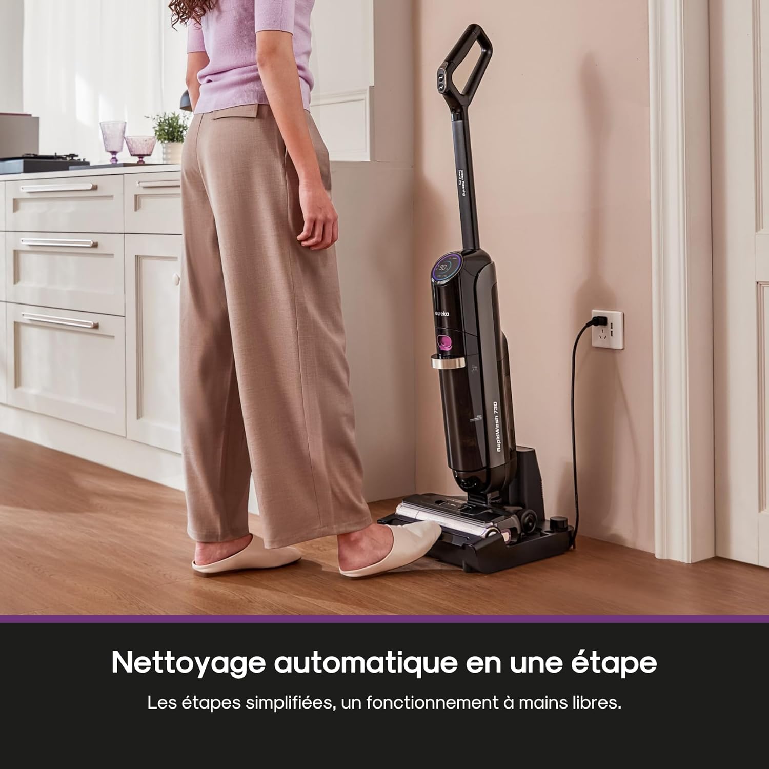 EUREKA RapidWash NEW730 Cordless Vacuum Cleaner, 21600 Pa Suction, 85°C Hot Water Wash, 5 Minutes Hot Air Drying, Anti Tangle 2.0, Flat Design, 40 Mins Uninterrupted Battery Life