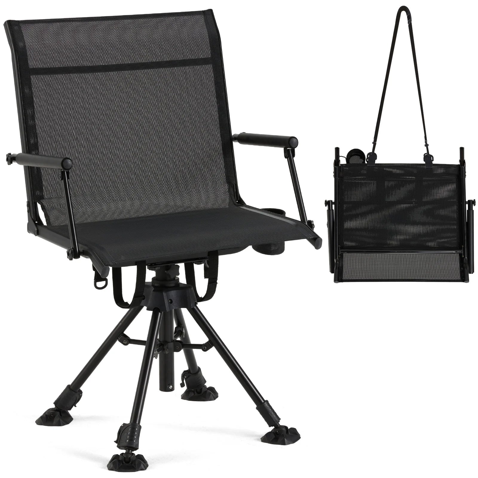 AECOJOY No Cushion Hunting Chair, Durable Metal Frame, Silent Swivel for Outdoor Shooting & Fishing - Product image 1