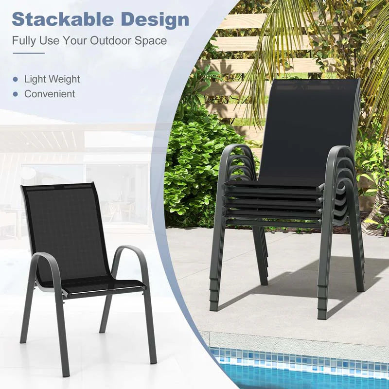 Set of 4 Outdoor Stackable Dining Chairs with Breathable Fabric, All Weather Patio Dining Chairs - Product image 32