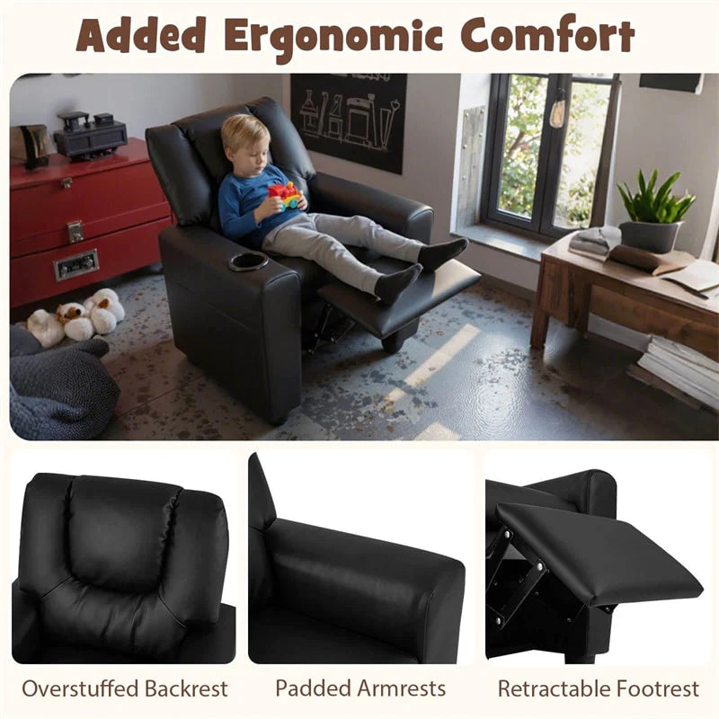 Kids Recliner Chair with Cup Holder & Side Pocket, Adjustable Toddler Lounge Sofa - Product image 16