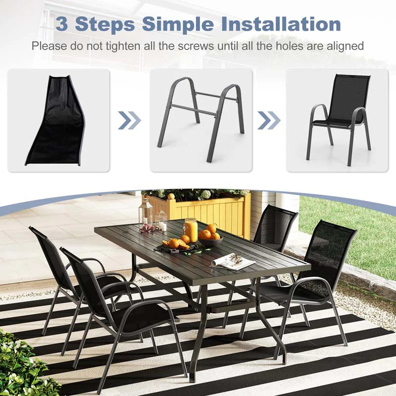 Set of 4 Outdoor Stackable Dining Chairs with Breathable Fabric, All Weather Patio Dining Chairs - Product image 35