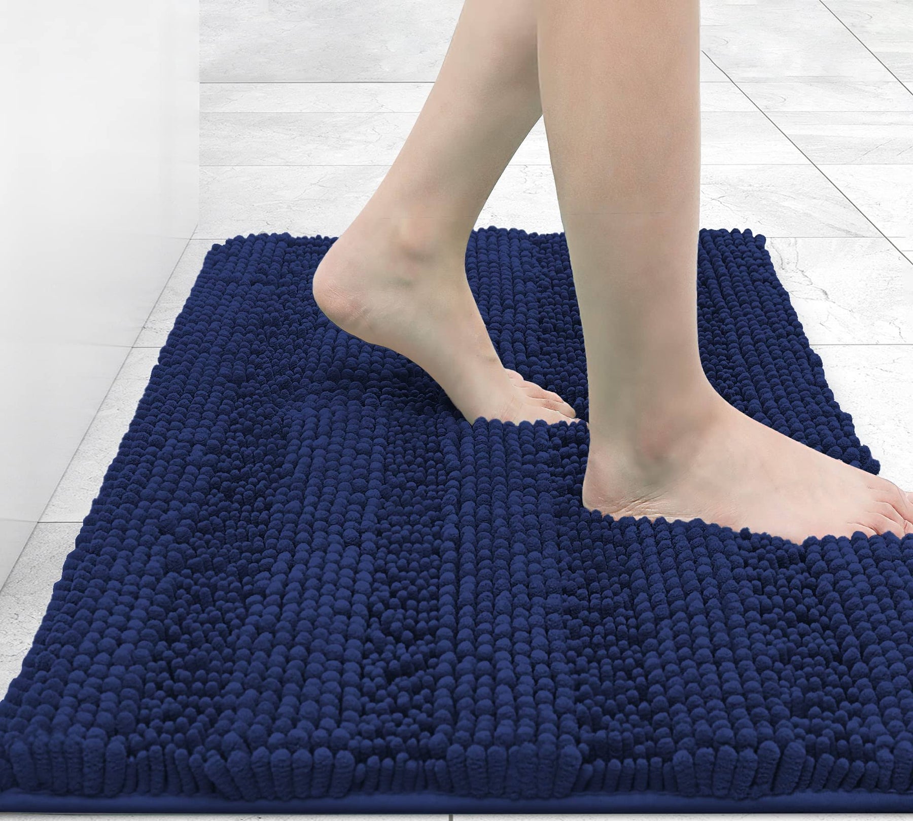 Grandaily Chenille Striped Bathroom Rug Mat, Extra Thick and Absorbent Bath Rugs - Product image 1