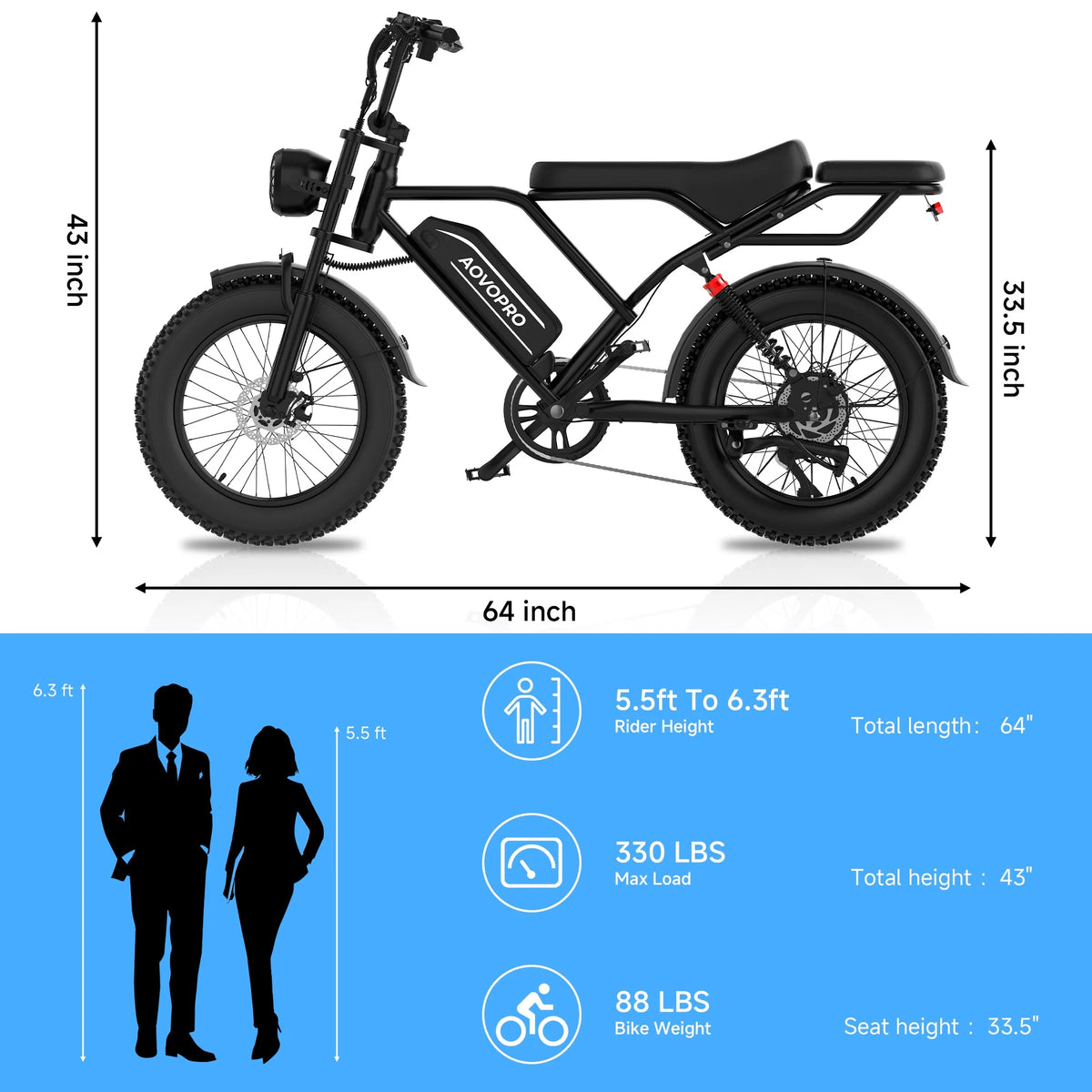 AOVOPRO AP20 Electric Bike for Adults 20 X 4.0 Fat Tire, 750W Off - Road E Bike, E - Product image 3