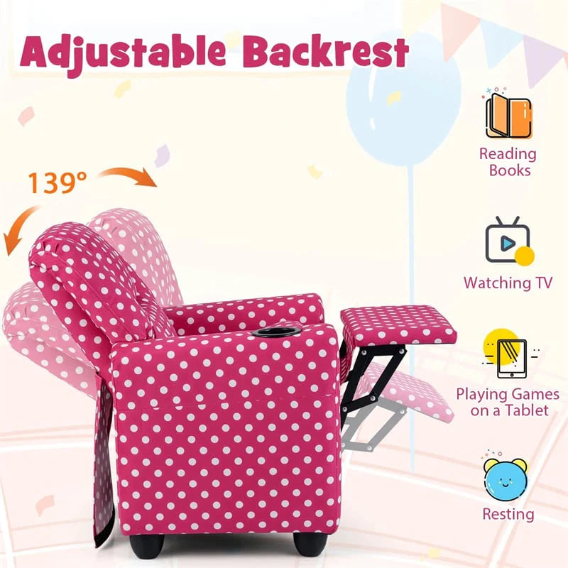 Kids Recliner Chair with Cup Holder & Side Pocket, Adjustable Toddler Lounge Sofa - Product image 72