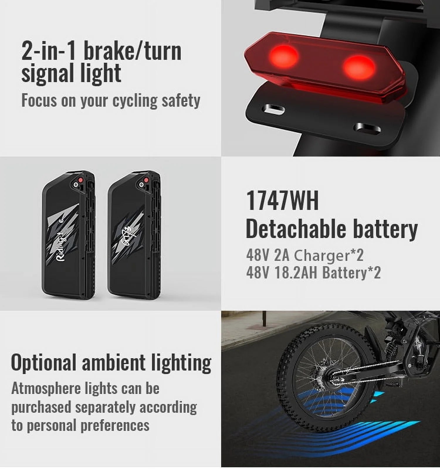 GT73 Electric Bike for Adults, 2000W UL 2849 Electric Dirtbike with 25" Motorcycle Tires - Product image 8
