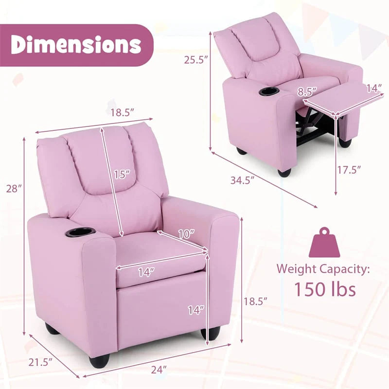 Kids Recliner Chair with Cup Holder & Side Pocket, Adjustable Toddler Lounge Sofa - Product image 5