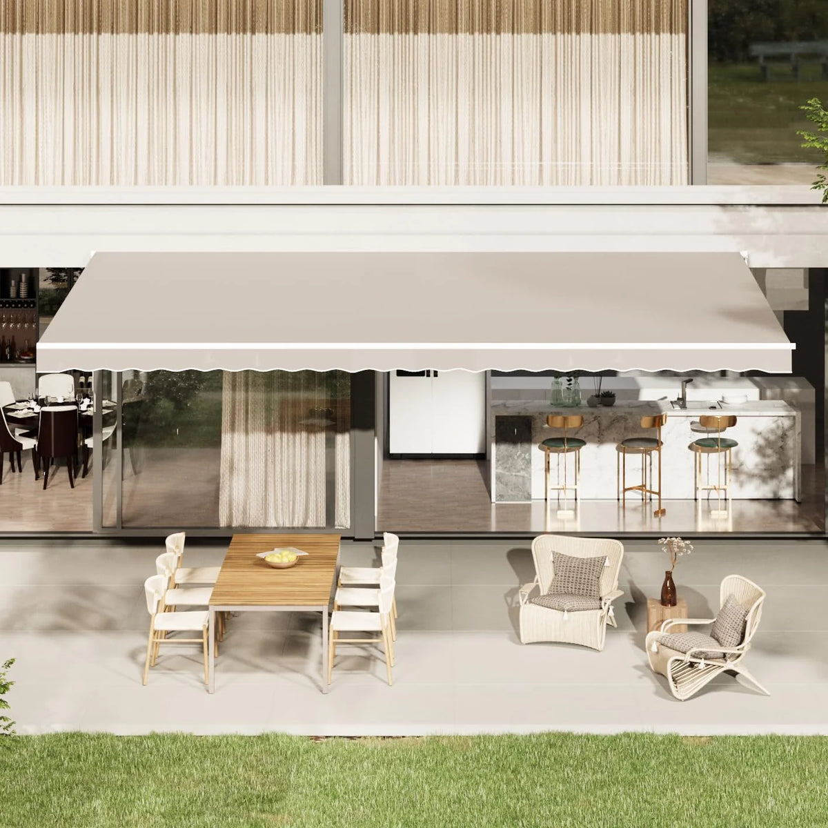 AECOJOY 16'x10' Manual Retractable Awning Sun Shade, Patio Awning Canopy - Product image 3