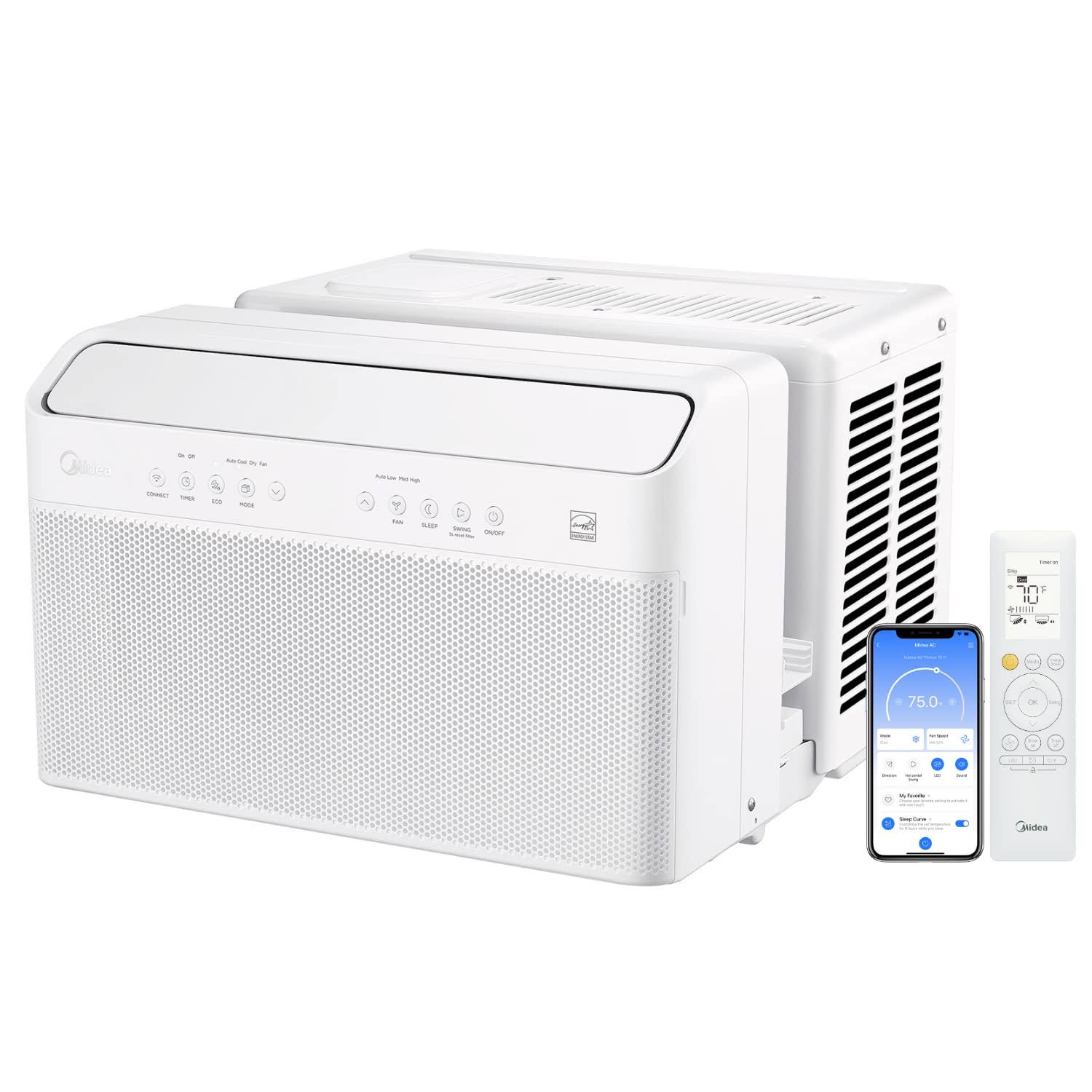 Midea maw08av1qwt U-Shaped AC Window Air Conditioner, 8000 BTU with Ionizer, White - Product image 1