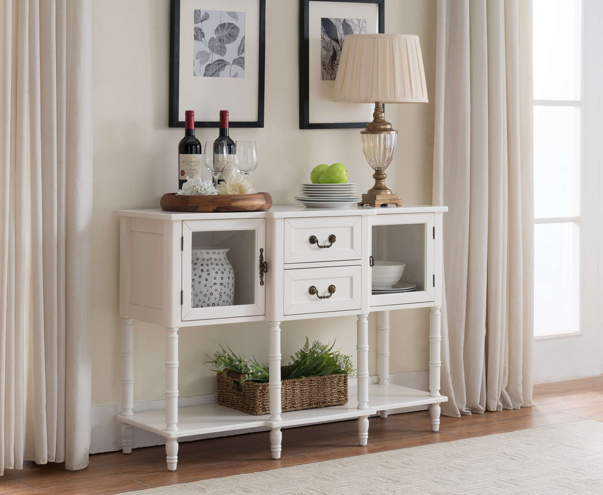 Kings Brand Furniture Wood Buffet Sideboard Cabinet Console Table, Cream White - Product image 1