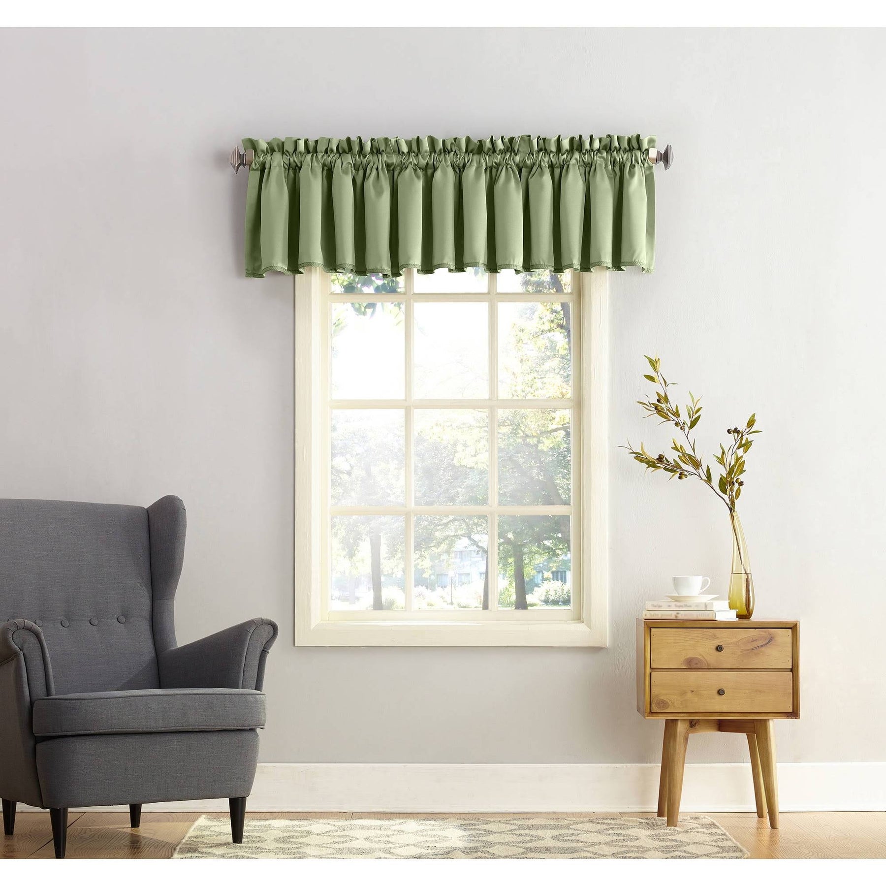 Sun Zero Groton Rod Pocket Room Darkening Window Curtain Valance, Green, 54'' x 18'' - Product image 1