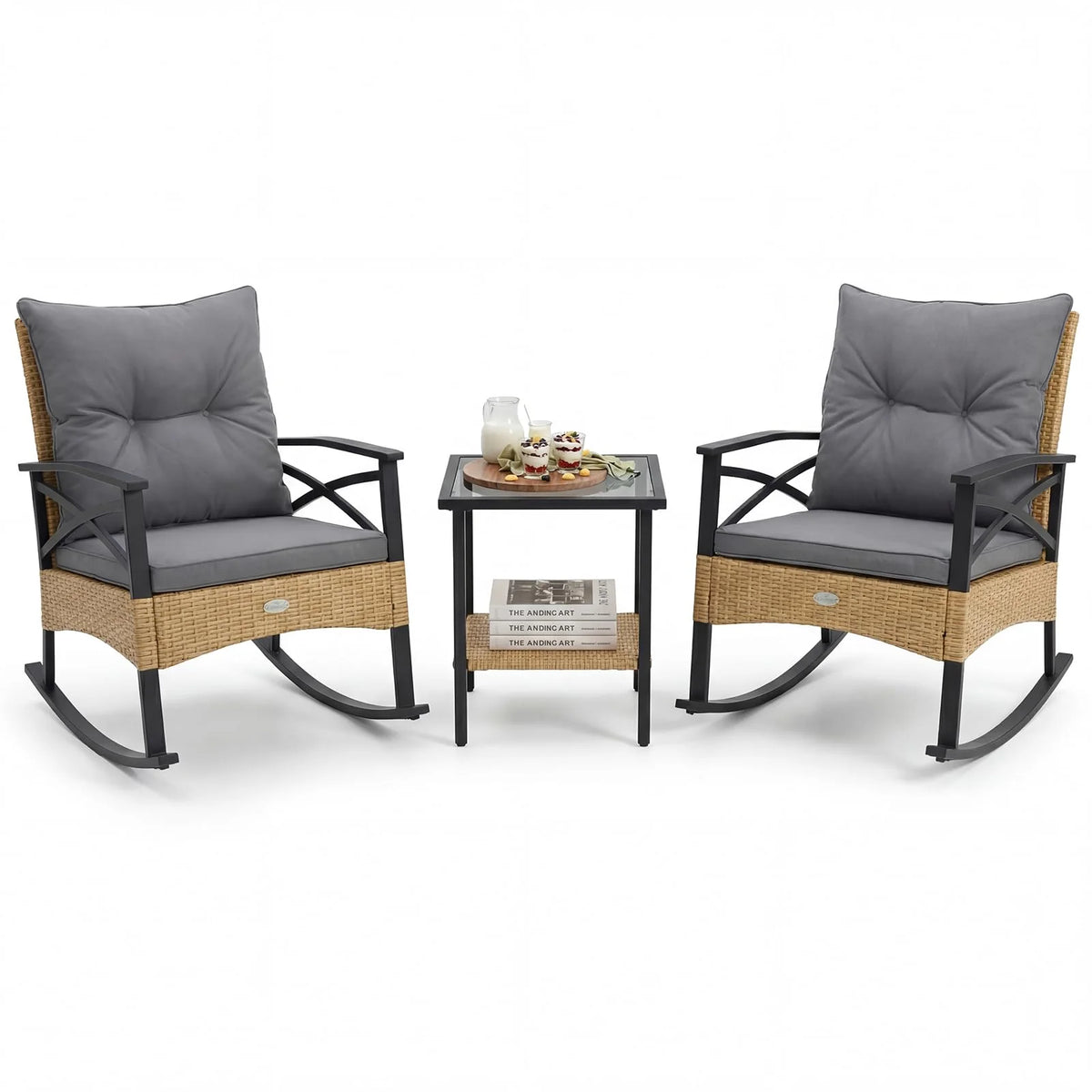 Tangkula 3 Pieces Outdoor Rocking Chairs Set for Garden - Product image 1