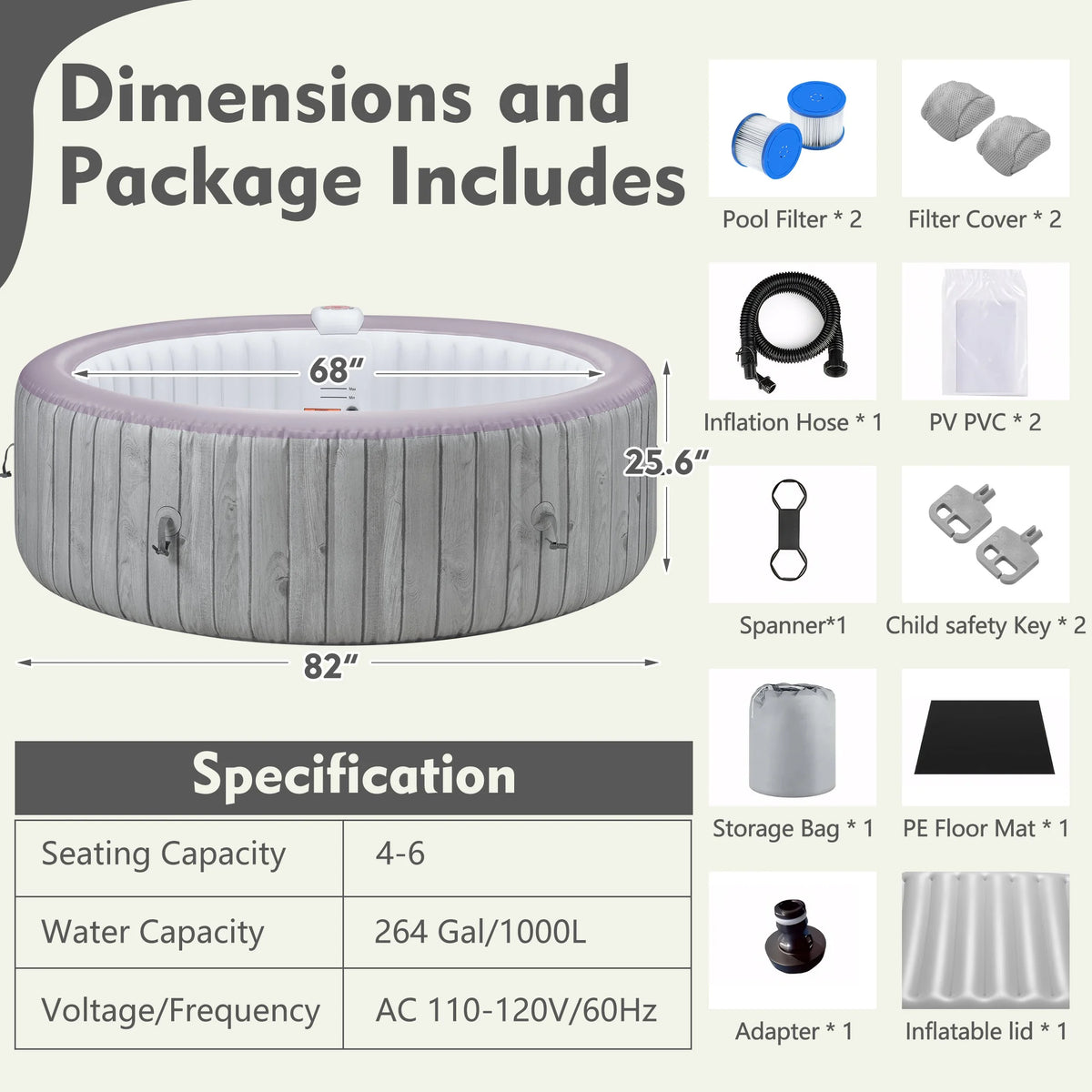 Round Hot Tub Surround Furniture, Spa Surround Outdoor Rattan Sectional Sofa Set with Mini Sofa - Product image 19